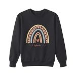 Personalized Sweatshirt for Girls - Boho Rainbow Name Sweatshirt Custom Gift for Youth Black