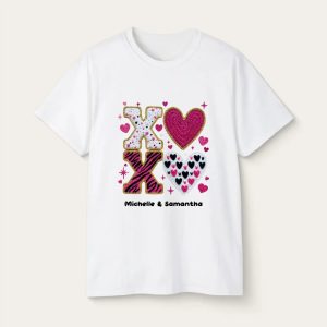 Personalized T Shirt for Couple - XOXO Funny Matching Valentine’s Day Custom Name T Shirts
