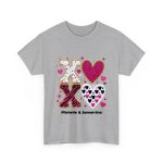 Personalized T Shirt for Couple - XOXO Funny Matching Valentine’s Day Custom Name T Shirts Ice Grey