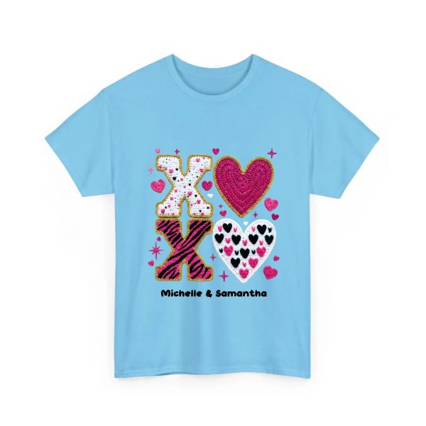Personalized T Shirt for Couple - XOXO Funny Matching Valentine’s Day Custom Name T Shirts Sky