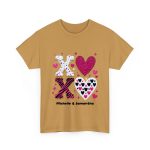 Personalized T Shirt for Couple - XOXO Funny Matching Valentine’s Day Custom Name T Shirts Old Gold