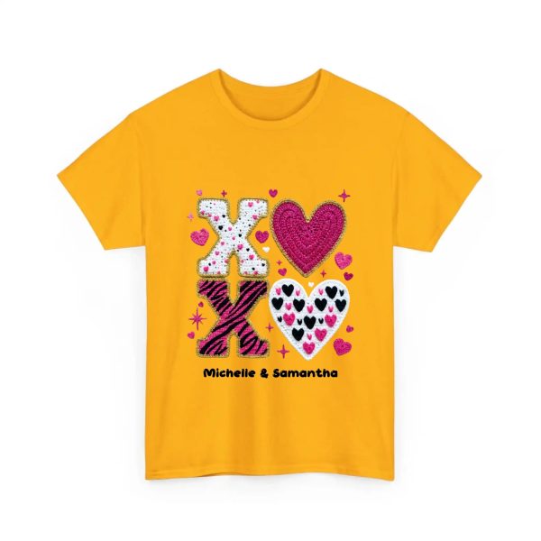 Personalized T Shirt for Couple - XOXO Funny Matching Valentine’s Day Custom Name T Shirts Gold