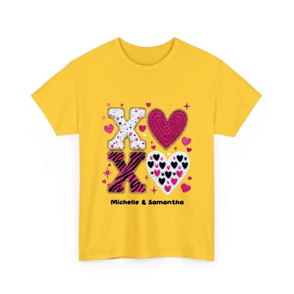 Personalized T Shirt for Couple - XOXO Funny Matching Valentine’s Day Custom Name T Shirts Yellow(Daisy)