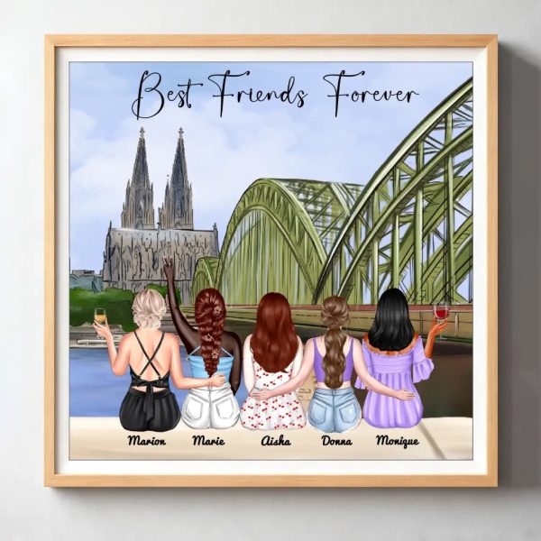3 & 4 & 5 Sisters Poster - Best Friends Forever Poster  Print With Name, Besties Personalized GIfts (2)