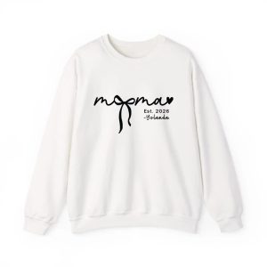 Custom Mama Sweatshirt with Kids Names - Personalized Mother’s Day Gift - 100% Cotton Crewneck S-5XL White (1)