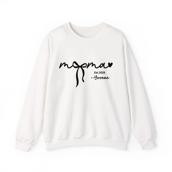 Custom Mama Sweatshirt with Kids Names - Personalized Mother’s Day Gift - 100% Cotton Crewneck S-5XL White