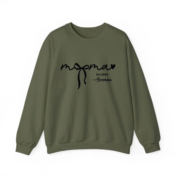 Custom Mama Sweatshirt with Kids Names - Personalized Mother’s Day Gift - 100% Cotton Crewneck S-5XL Military Green
