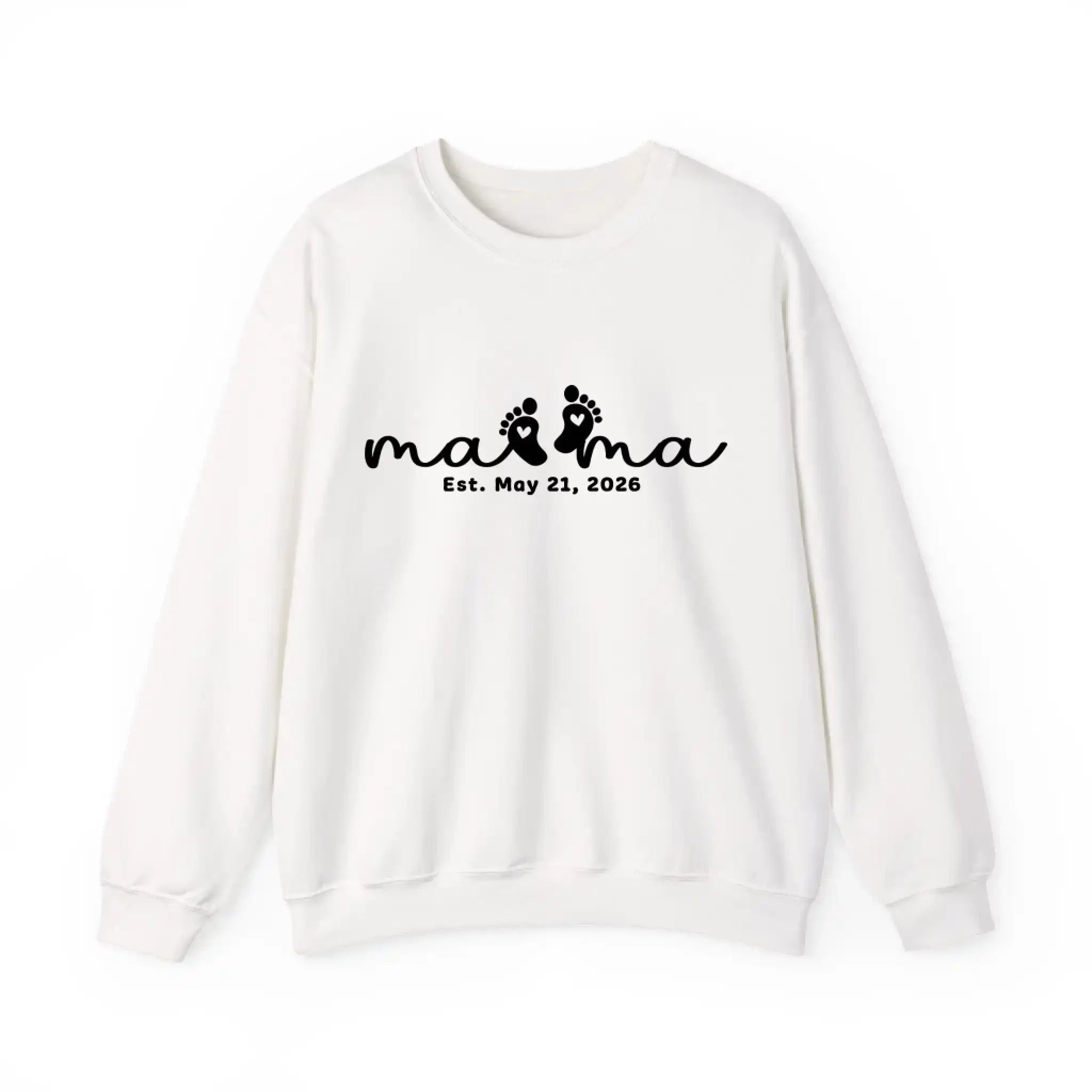 69a0582c60f38 Personalized Mama Sweatshirt with Name - Custom Est. xxxx Mother's Day Gift - Heavyweight 100% Cotton White (1)