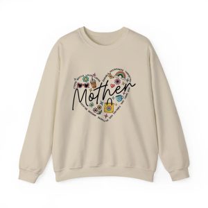 Personalized Mother Heart Graphic Sweatshirt - Custom Mother’s Day Gift for Mom & Grandma Sand
