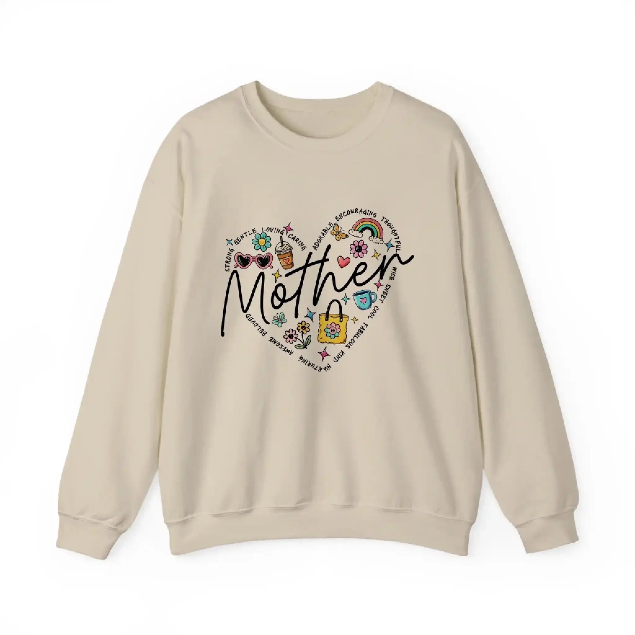 69b6510684f87 Personalized Mother Heart Graphic Sweatshirt - Custom Mother’s Day Gift for Mom & Grandma Sand
