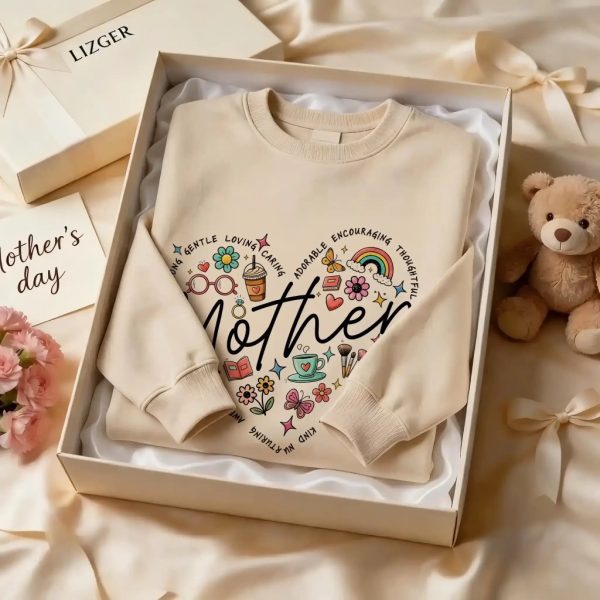 Personalized Mother Heart Graphic Sweatshirt - Custom Mother’s Day Gift for Mom & Grandma (S-5XL) (3)