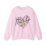 Personalized Mother Heart Graphic Sweatshirt - Custom Mother’s Day Gift for Mom & Grandma Light Pink