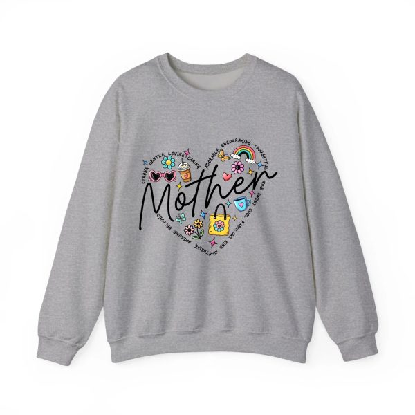 Personalized Mother Heart Graphic Sweatshirt - Custom Mother’s Day Gift for Mom & Grandma Sport Grey