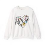 Personalized Mother Heart Graphic Sweatshirt - Custom Mother’s Day Gift for Mom & Grandma White