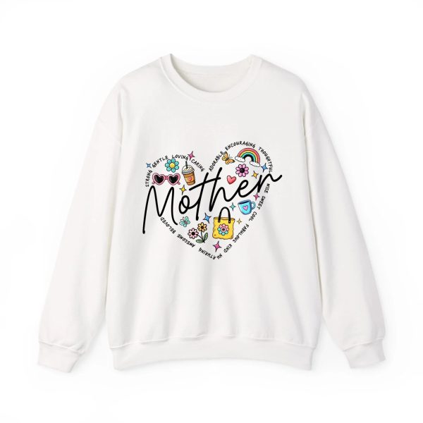 Personalized Mother Heart Graphic Sweatshirt - Custom Mother’s Day Gift for Mom & Grandma White