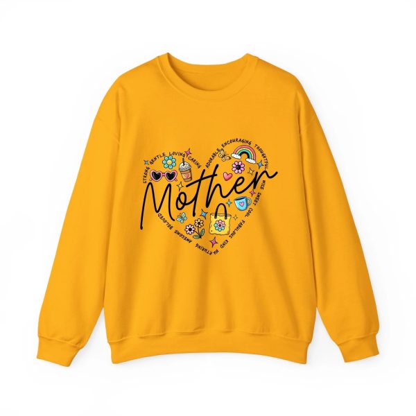 Personalized Mother Heart Graphic Sweatshirt - Custom Mother’s Day Gift for Mom & Grandma Gold
