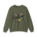 Personalized Mother Heart Graphic Sweatshirt - Custom Mother’s Day Gift for Mom & Grandma Military Green