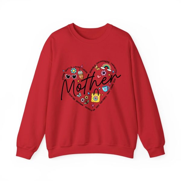 Personalized Mother Heart Graphic Sweatshirt - Custom Mother’s Day Gift for Mom & Grandma Red