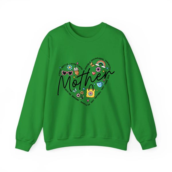 Personalized Mother Heart Graphic Sweatshirt - Custom Mother’s Day Gift for Mom & Grandma Green