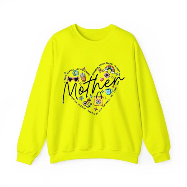 Personalized Mother Heart Graphic Sweatshirt - Custom Mother’s Day Gift for Mom & Grandma Safety Green