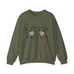 Personalized Mama Crewneck Sweatshirt - Custom Name Hearts Design Up to 9 Names Military Green
