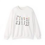 Custom Mom Gift - Personalized She is Strong Brave Fearless Floral Sweatshirt - Eco-Friendly US Cotton White