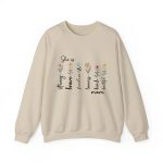 Custom Mom Gift - Personalized She is Strong Brave Fearless Floral Sweatshirt - Eco-Friendly US Cotton Sand