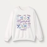 Personalized Botanical Coquette Graphic Sweatshirt - Custom Name Sweatshirt Cotton Mom Gift  White (7)