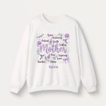 Personalized Botanical Coquette Graphic Sweatshirt - Custom Name Sweatshirt Cotton Mom Gift  White (4)