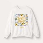 Personalized Botanical Coquette Graphic Sweatshirt - Custom Name Sweatshirt Cotton Mom Gift  White (5)