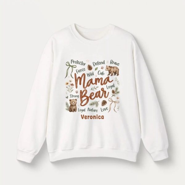Personalized Botanical Coquette Graphic Sweatshirt - Custom Name Sweatshirt Cotton Mom Gift  White (9)