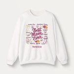 Personalized Botanical Coquette Graphic Sweatshirt - Custom Name Sweatshirt Cotton Mom Gift  White (10)