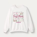 Personalized Botanical Coquette Graphic Sweatshirt - Custom Name Sweatshirt Cotton Mom Gift  White (11)