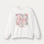 Personalized Botanical Coquette Graphic Sweatshirt - Custom Name Sweatshirt Cotton Mom Gift  White (12)