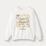 Personalized Botanical Coquette Graphic Sweatshirt - Custom Name Sweatshirt Cotton Mom Gift  White (8)