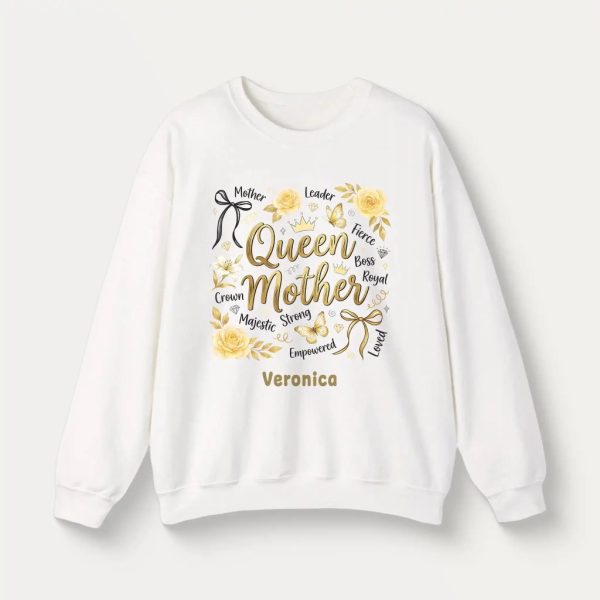 Personalized Botanical Coquette Graphic Sweatshirt - Custom Name Sweatshirt Cotton Mom Gift  White (8)