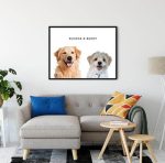 Custom Two-Pet Portrait Wall Art With Names