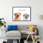Custom Two-Pet Portrait Wall Art With Names