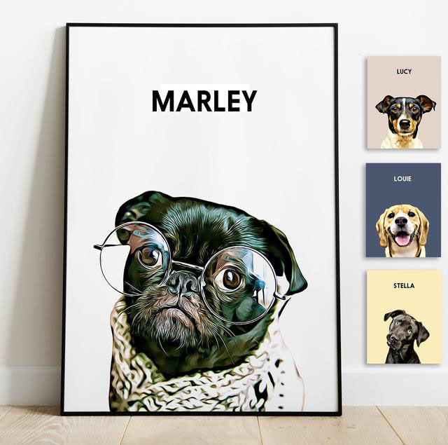 PetPortraitCustomandPersonalizedCanvasPainting_1 Custom Pet Portrait Wall Art With Names - Image 1