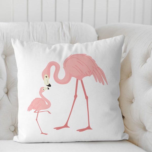 Pink Family Flamingo Throw Pillow -2