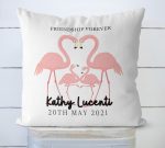 Pink Family Flamingo Throw Pillow With Name