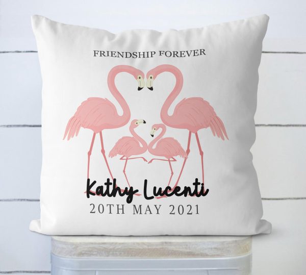 Pink Family Flamingo Throw Pillow With Name
